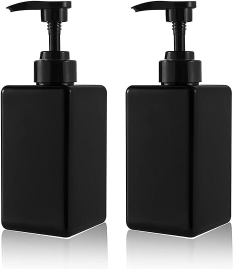 Photo 1 of 15 oz Hand Soap Dispenser, Plastic Pump Bottles, Refillable Empty Lotion Dispenser Liquid Container for Shampoo, 2 Pack Black