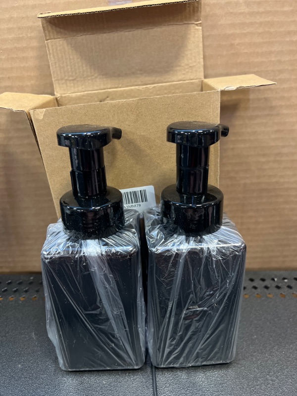 Photo 2 of 15 oz Hand Soap Dispenser, Plastic Pump Bottles, Refillable Empty Lotion Dispenser Liquid Container for Shampoo, 2 Pack Black