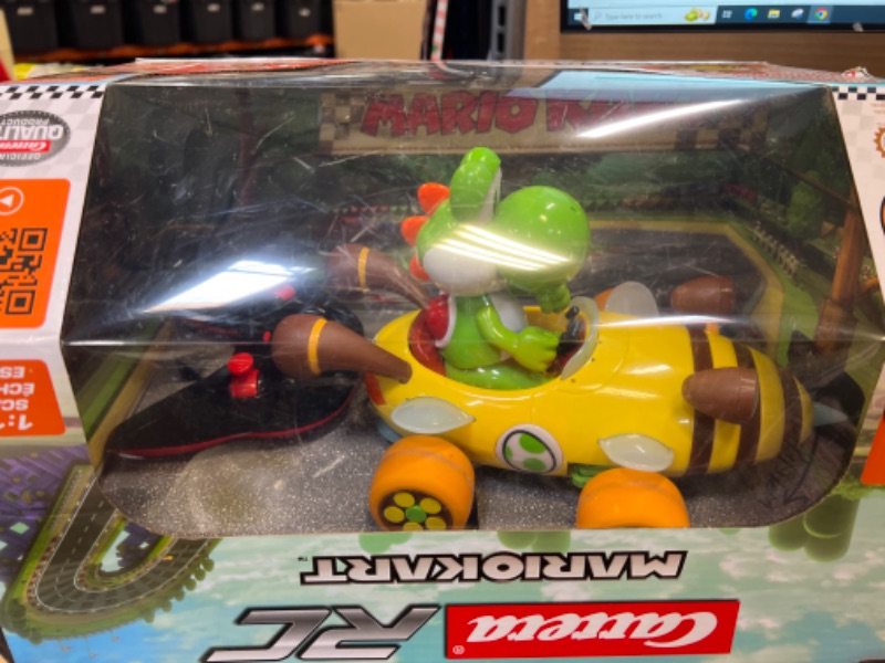 Photo 2 of Carrera 181065 RC Official Licensed Mario Kart Bumble V Yoshi 1:18 Scale 2.4 GHz Remote Radio Control Car with Rechargeable LiFePO4 Battery - Kids Toys Boys/Girls Mario Kart Bumble V - Yoshi