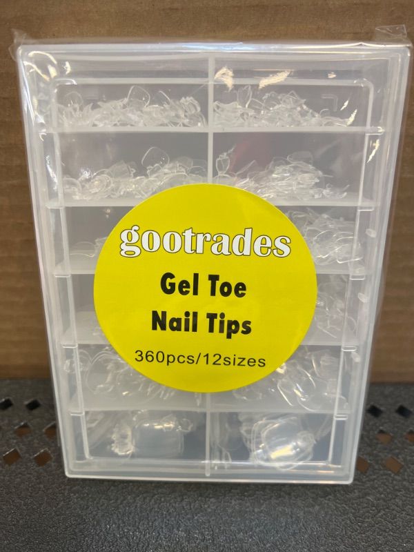 Photo 2 of 360Pcs Soft Gel Toe Nail Tips for Soak off Gel Extension Systems, Short Pre-shaped Full Cover False Toenails Gel Tips Clear Press on Nails,12 Sizes Summer Toe Tips for Home DIY Salon Manicure. 360PCS Clear Short Toe Nail Tips-12