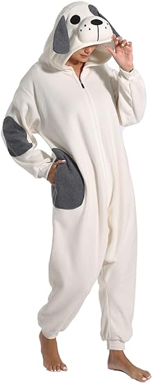 Photo 1 of   SIZE XL  vavalad Adult Dalmatian Onesie Spotty Dog Pajamas Cosplay Animal Plush Homewear Sleepwear Costume Women Men