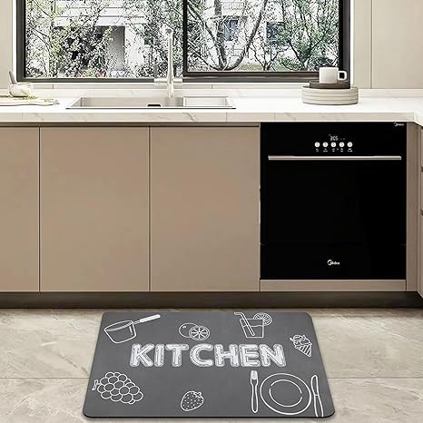 Photo 1 of YCTMALL Anti Fatigue Kitchen mat Kitchen mats for Floor Cushioned Kitchen Floor mat Kitchen Rugs Non Slip Washable Quick Drying Soft Kitchen Floor mats Set, in Front of The Sink, Grey 16.9x27.5in
