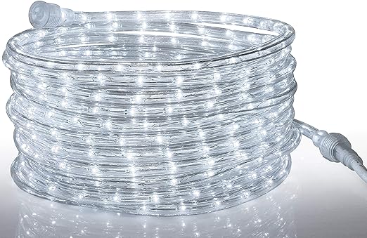 Photo 1 of  LED Rope Light Cool-White - 24 Feet (7.3 m), for Indoor and Outdoor use - 10MM Diameter - 144 LED Long Life Bulbs Decorative Rope Tube Lights