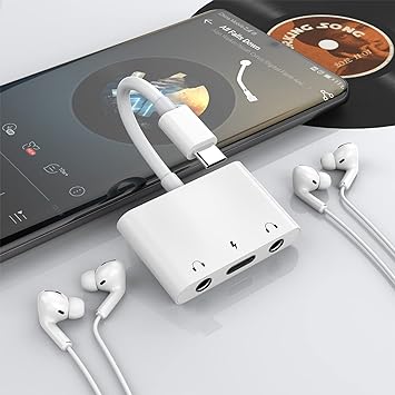 Photo 1 of USB C to 3.5mm Audio Adapter, 3 in 1 Aux to USB C Headphone Splitter Dual 3.5mm Audio Jack and PD 60W Fast Charging, Compatible for iPhone 15, iPad Pro,Galaxy S22 S21 S20/Note 20,Pixel 4 3 XL,Huawei