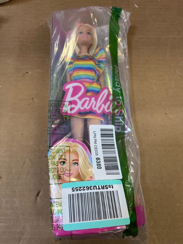 Photo 2 of Barbie Doll, Kids Toys and Gifts, Blonde with Braces and Rainbow Dress, Fashionistas, Clothes and Accessories Tiered Dress and Braces