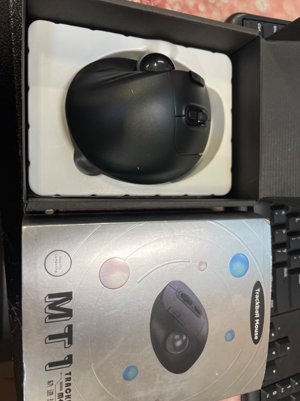 Photo 2 of eirix Wireless Trackball Mouse: Ergonomic Mouse Easy Thumb Control Precise & Smooth Tracking with 5 Levels Adjustable DPI, BT or USB Connection Compatible for PC, Laptop, Windows and MAC OS 2.4G+BT1+BT2(BLACK)