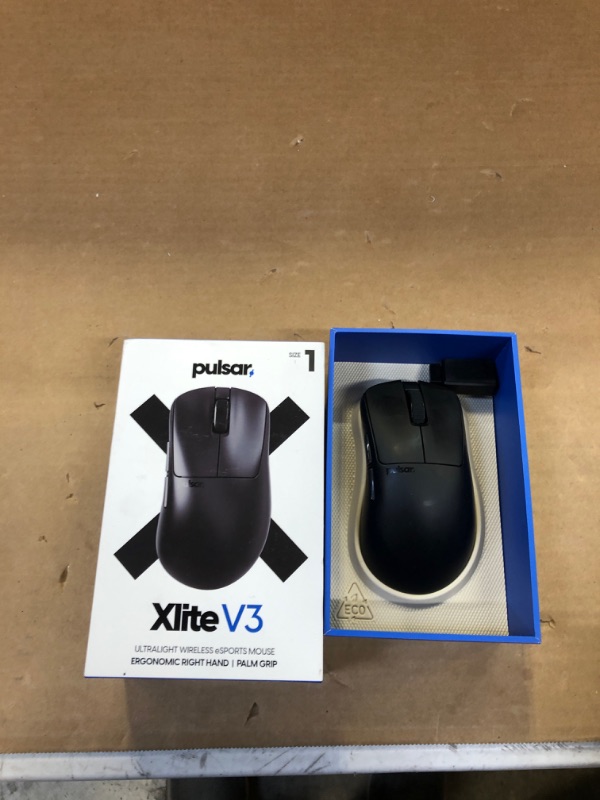 Photo 2 of Pulsar Gaming Gears - Xlite V3 Medium Wireless Gaming Mouse, Ultra Lightweight 1.94 oz (55 g), Ergonomic, Optical Switches, PAW3395 Optical Sensor (Medium, Wireless, Black)
