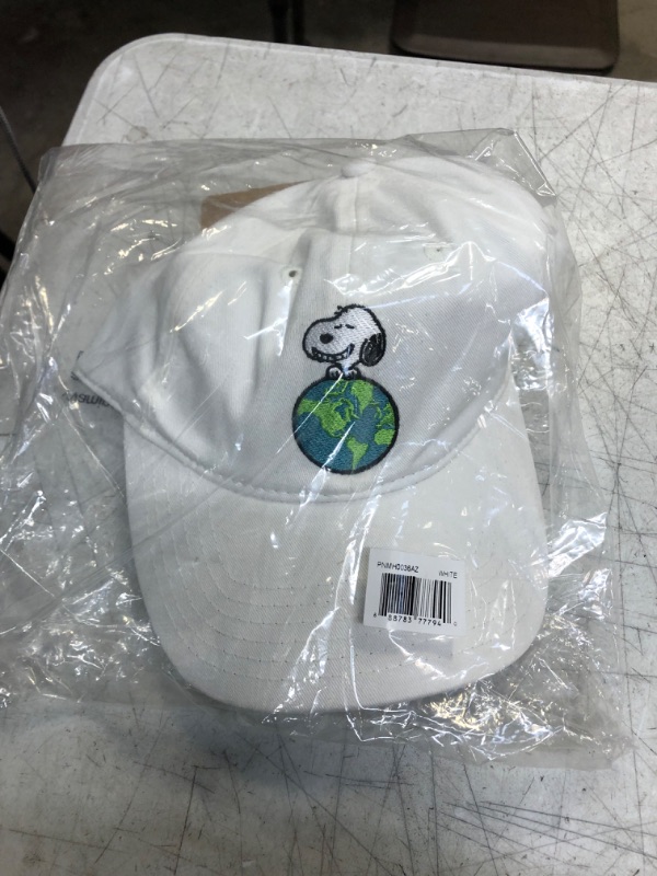 Photo 2 of Peanuts Snoopy Dad Hat, It's Good to Be Green Earth Adult Baseball Cap with Curved Brim, White, One Size
