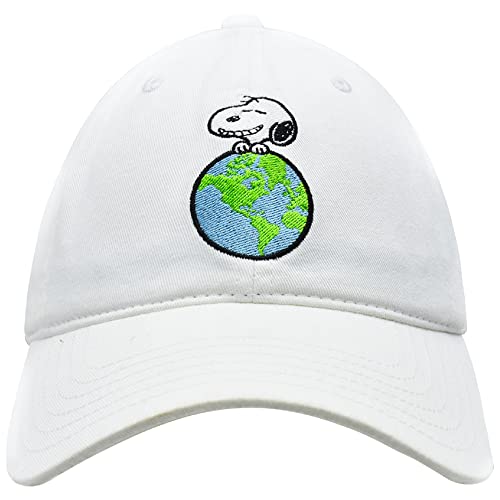 Photo 1 of Peanuts Snoopy Dad Hat, It's Good to Be Green Earth Adult Baseball Cap with Curved Brim, White, One Size
