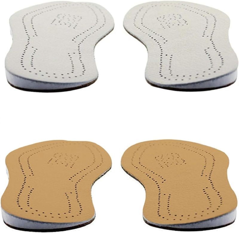Photo 1 of 2 Pairs Leather O/X Leg Orthopedic Insoles Heel Inserts Lift Shoe Wedge Knee Pads Women and Men Corrective Pronation, Supination, Medial, Lateral (43-44)
