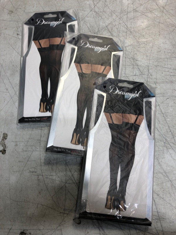 Photo 2 of Dreamgirl Thigh High Stockings With Back Seam 0007X Black,Red,White ( PACK OF 3 ) 