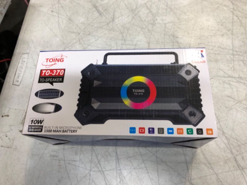 Photo 1 of TO-370 Toing 10W Solar Powered Bluetooth Speaker Built In Microphone,1500Mah Battery
