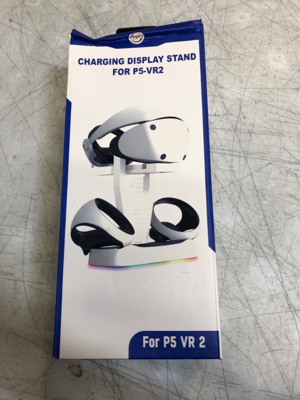 Photo 2 of Charging Station & Silicone Lens Protective Cover for PS VR2, Playstation VR2 Controller Charging Dock with VR Headset Holder Display Stand & RGB Light, 3 Type-C Magnetic Adapters for Sense Controller