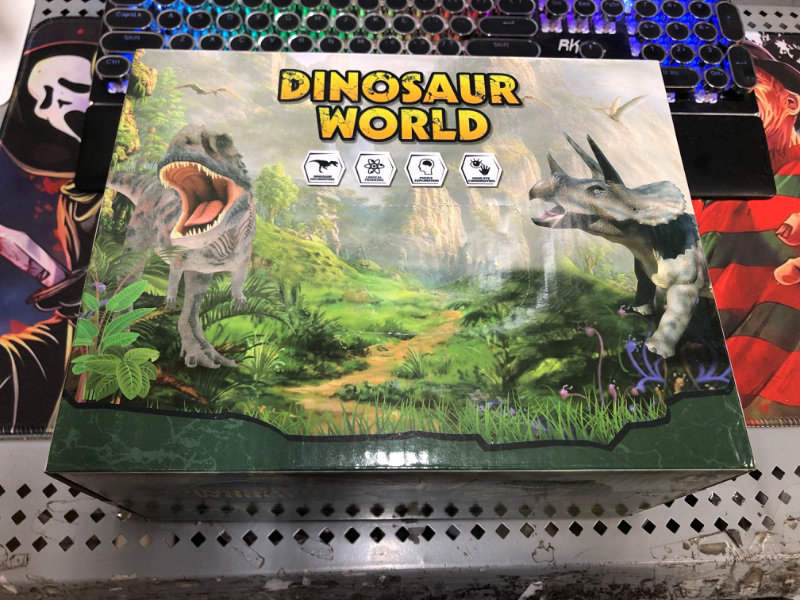 Photo 2 of ++SEALED++TEMI Dinosaur Toys for Kids 3-5, Realistic Jurassic Dinosaurs Figures with Play Mat & Trees to Create a Dino World Includes T-rex, Triceratops, Velociraptor, Gift for Toddler Boys & Girls 2 3 4 5 6 7 dinos with mat