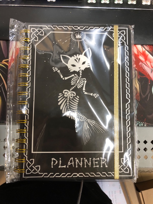 Photo 2 of 2024 Planner, 12-Month Weekly Monthly Planner from JAN.2024 to DEC.2024, 8.4" X 6", Planner Notebook with Spiral Bound, Stickers & Sticky Index Tabs, Fox-Fish Skull Black - 01