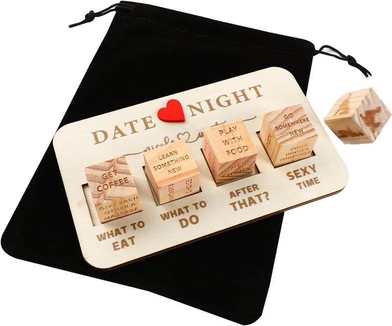 Photo 1 of Date Night Dice for Couples, Anniversary Wooden Gifts for Her, Take Out Dice, Love Dice, Food Decision Dice, Date Ideas for Couples, Valentine's Day Birthdays Gifts for Boyfriend-Girlfriend
