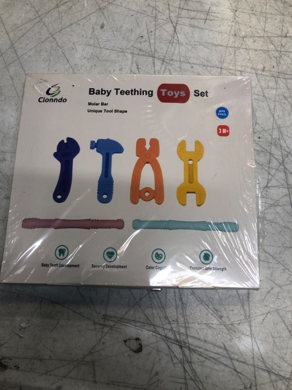 Photo 2 of Baby Teething Toys Set for 3-6 Months 6-12 Months,BPA Free Silicone Tools Shape Baby Molar Teether Chew Toy. (Tools Shape Set A)