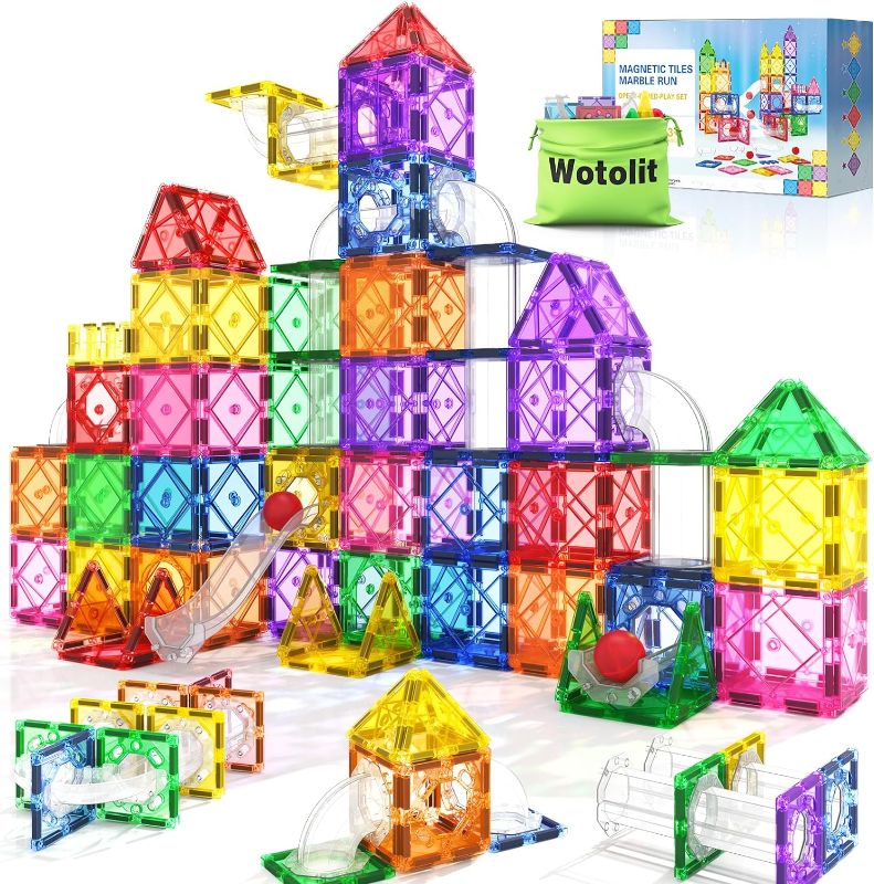 Photo 1 of 2-in-1 ???????? ????? Marble Run Race Track Kids Toys STEM Magnet Toys for Kids Toddler Magnetic Blocks Building Preschool Learning Sensory Montessori Toys for 3+ Year Old Boys and Girls
