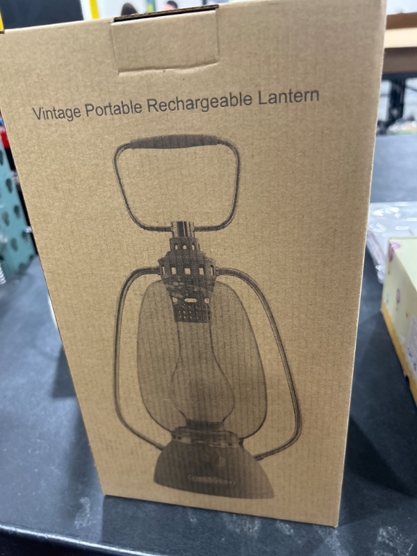 Photo 2 of Retro Camping Lantern, Rechargeable Vintage Portable Camping Light, 4000mAh Battery Powered Hanging Lamp with 3 Light Modes for Camping, Hiking, Power Outages, Perfect Gift