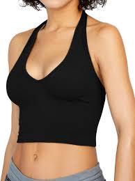 Photo 1 of CLOZOZ Crop Tops for Women Racer Back Tank Tops Going Out Tops Halter Neck Cropped Tank Tops for Women Sleeveless Trendy Tops SIZE L 