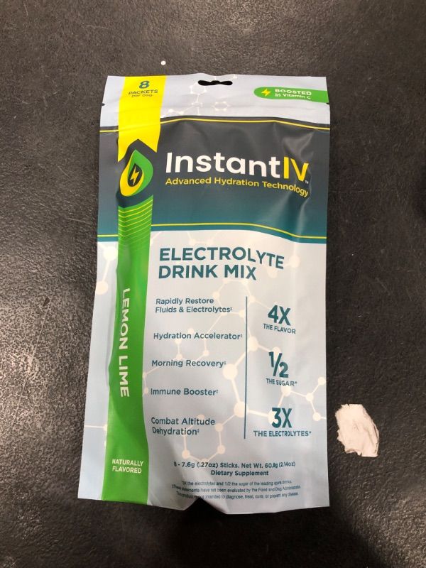 Photo 1 of Instant IV Electrolytes Powder Drink Mix - Advanced Hydration Technology - Vegan & Gluten Free Hydration - Quick IV Hydration Packets with a Boost of Nutrients - Lemon Lime 8 Pack Hydration Powder 7.00 Ounce (Pack of 8)