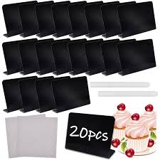 Photo 1 of Qilery 12 Pcs Easter Table Number Signs Acrylic Mini Chalkboard Sign with Base Cross Shaped for Easter Weddings Parties Message Board Signs Buffet, Bakery and Retail Party
