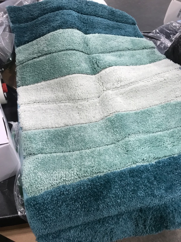 Photo 1 of DEXI Bath Mat Bathroom Rug Absorbent Non-Slip Washable Shower Floor Mats Small Carpet 16"x24", Turquoise
