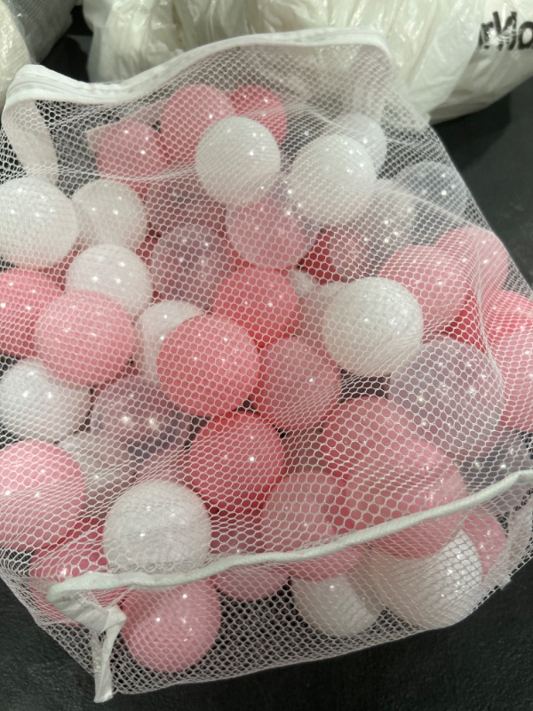 Photo 2 of Ball Pit Balls Crawl Balls Crush Proof Plastic Ball for Infant Ball Pit Children's Toy Balls Pearl Ocean Balls, 2.2inches,100Pcs (Pink/Pearl White)
