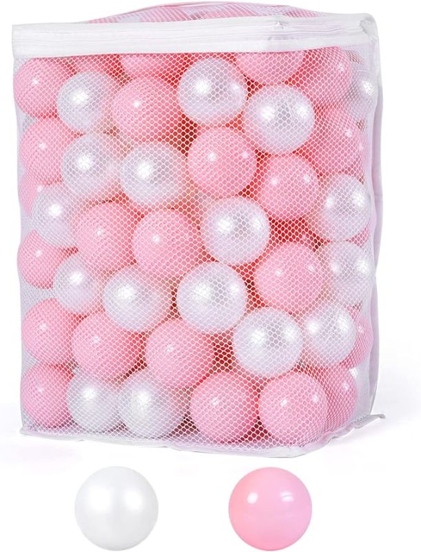 Photo 1 of Ball Pit Balls Crawl Balls Crush Proof Plastic Ball for Infant Ball Pit Children's Toy Balls Pearl Ocean Balls, 2.2inches,100Pcs (Pink/Pearl White)
