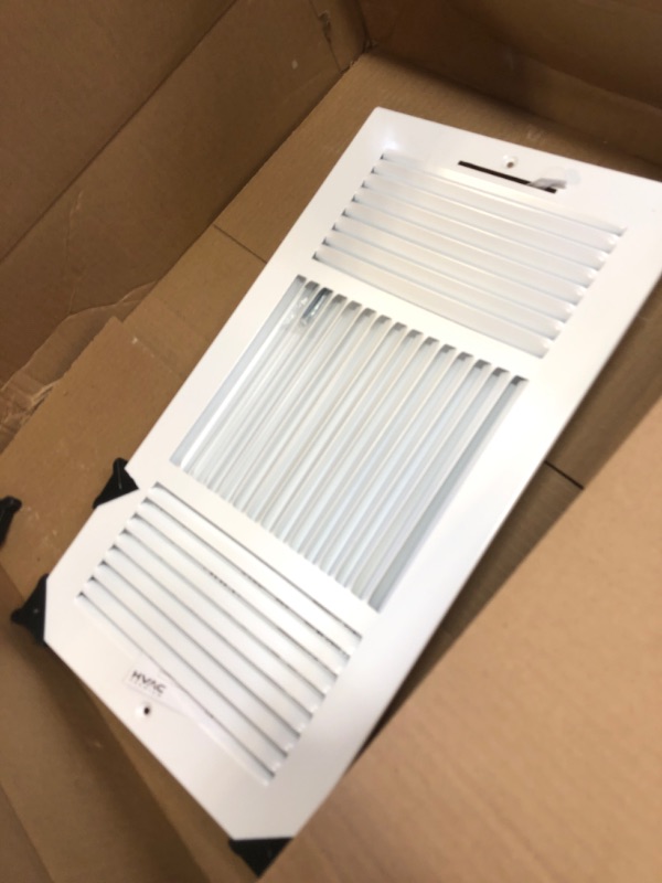 Photo 2 of 16" X 8" 3-Way AIR SUPPLY GRILLE - VENT COVER & DIFFUSER - Flat Stamped Face - White [Outer Dimensions: 17.75"w X 9.75"h]