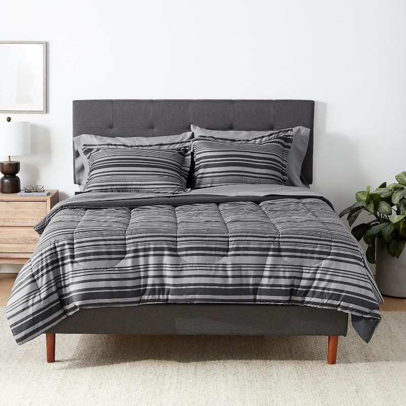 Photo 1 of grey striped comforter