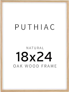 Photo 1 of 18x24 Picture Frame Wood  18"x24" Poster Frame, Wooden 18x24 Frame Matted to 16x20, 18 x 24 Wood Frame Minimalist Thin Wood Art Frame for Wall