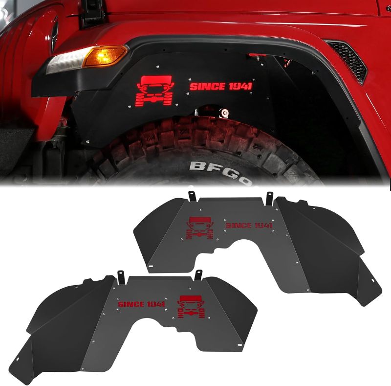 Photo 1 of JROAD Inner Fender Front Fender Liners Compatible with Jeep Wrangler JL Aluminum,with 4 LED Lights for 2018-2022 Jeep Wrangler JL & JLU Unlimited 2 &...
