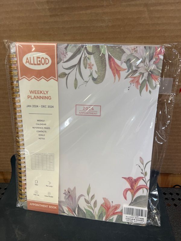 Photo 2 of 2024 Weekly Appointment Book, Appointment Planner Jan 2024 - Dec 2024 Hourly Daily Weekly And Monthly With Tabs, 15 Minute Increments, Flexible Cover, 8.5"X11", Flower Brown