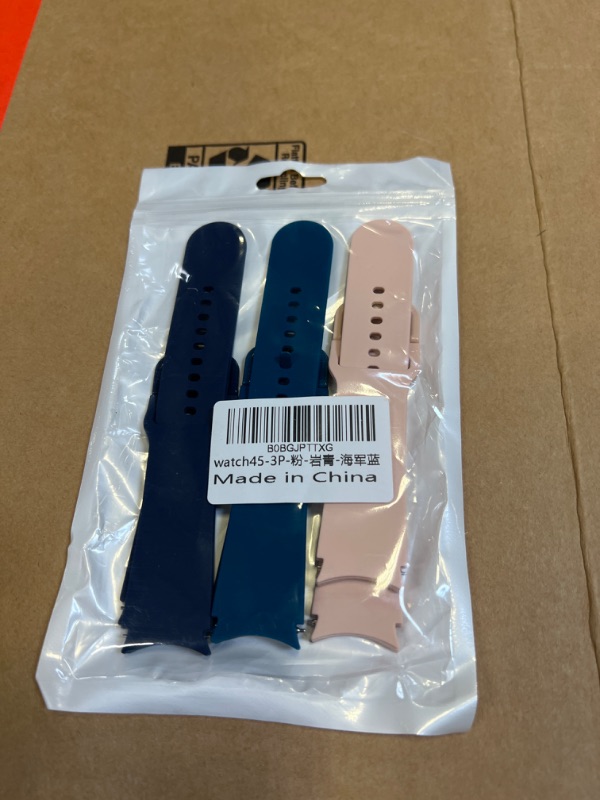 Photo 2 of 3 Pack Bands Compatible with Samsung Galaxy Watch 4 Band 40mm 44mm, Galaxy Watch 4 Classic Band 42mm 46mm, Galaxy Watch 5 Bands, Galaxy Watch 5 Pro Band, 20mm Soft Silicone Sports Strap Women Men pink/Rock cyan/Navy blue