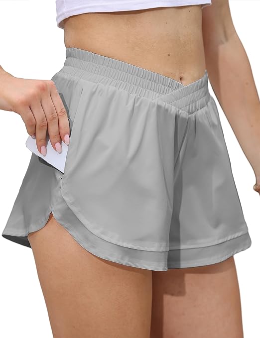 Photo 1 of Athletic Shorts for Women Quick Dry Cross Waist Womens Running Track Shorts with Pockets, XXL
