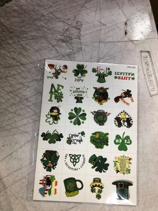 Photo 2 of Zomme 192 PCS Unique Design St Patricks Day Tattoos, Include Shamrock Tattoos, Green Temporary Tattoos and St. Patrick's Day Tattoos Stickers, Lucky Clover Temporary Tattoos for Party Favors Accessories or Irish Party

