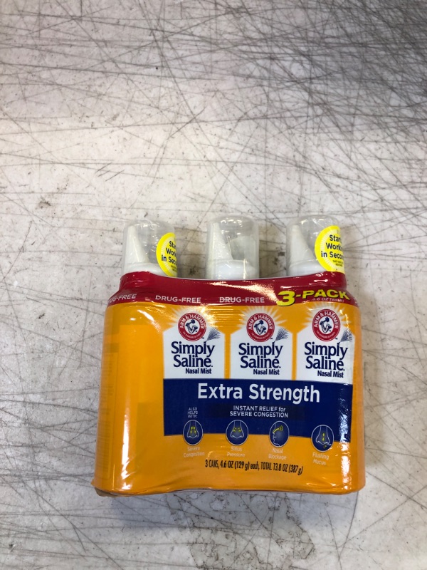 Photo 2 of Arm & Hammer Simply Saline Extra Strength Nasal Mist 4.6oz, Saline Nasal Spray, Drug-Free, 3-Pack