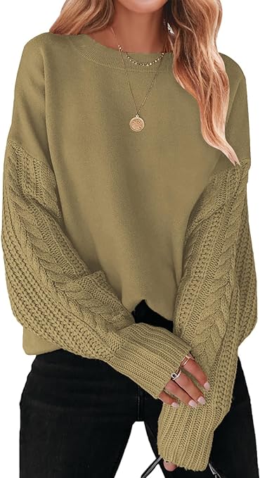 Photo 1 of KOLILI Womens Trendy Oversized Sweaters 2023 Cute Cable Knit Long Sleeve Pullover Tops Cozy Warm Sweater for Fall Winter. Medium
