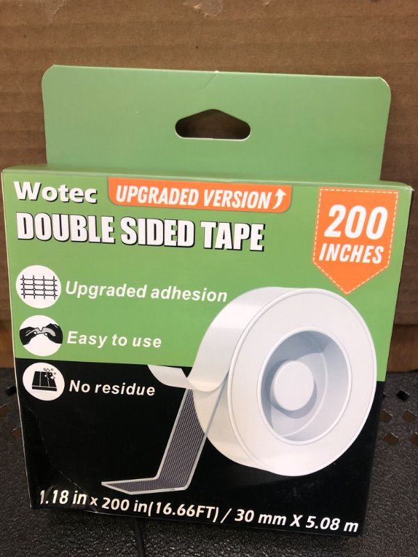Photo 1 of Double Sided Filament Core Tape Removable 200 x 1.18 Inch, Filament Core Clear & Tough Nano Mounting Tape Heavy Duty, Multipurpose Adhesive Poster Carpet Tape