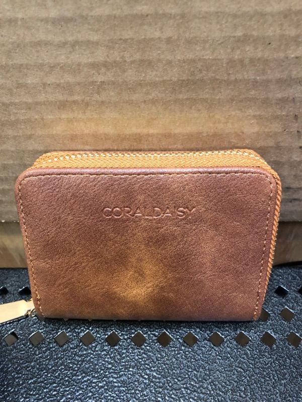 Photo 2 of CORALDAISY Credit Card Holder for Women Small Wallet for Women Business Card Holder Cute Women's Wallets Coin Purse Waterproof Travel Wallet Zip Card ID Case Travel Must Haves Essentials Gift brown