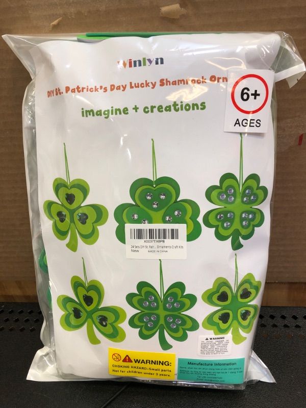 Photo 2 of 24 Sets Owl Shamrock Ornaments St. Patrick's Day Decorations Craft Kits Assorted Owl Four-Leaf Clover Lucky Shamrock Foam Stickers Pom-poms Google Eye for Kids Classroom Home Activity Gift Art Project