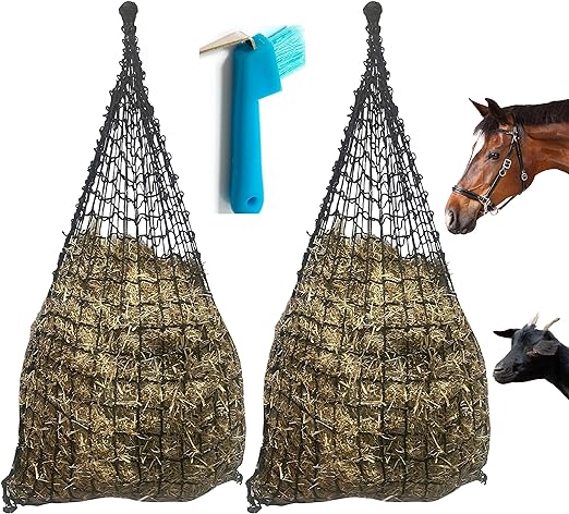 Photo 1 of 
Slow Feeder Hay Nets for Horses- 2 Pack Ultra Steady Horse Feed Net- Large Knotless Fence Bale Size 26” x 40", 2 Inch Mesh Openings- Equestrian Feeding Bales, Complete with Hoof Pick Tool
Brand: KERISHO