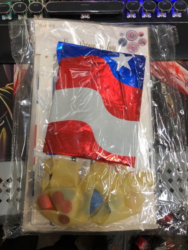 Photo 2 of 4th of July Balloon Decoration Kit, Independence Day Patriotic Decorations with Red Blue White Balloons, Star Foil Balloons, Paper Fans for Memorial Day, Independence Day, Labor Day, Veterans Day American Theme Party Decor Supplies Same Latex Balloons