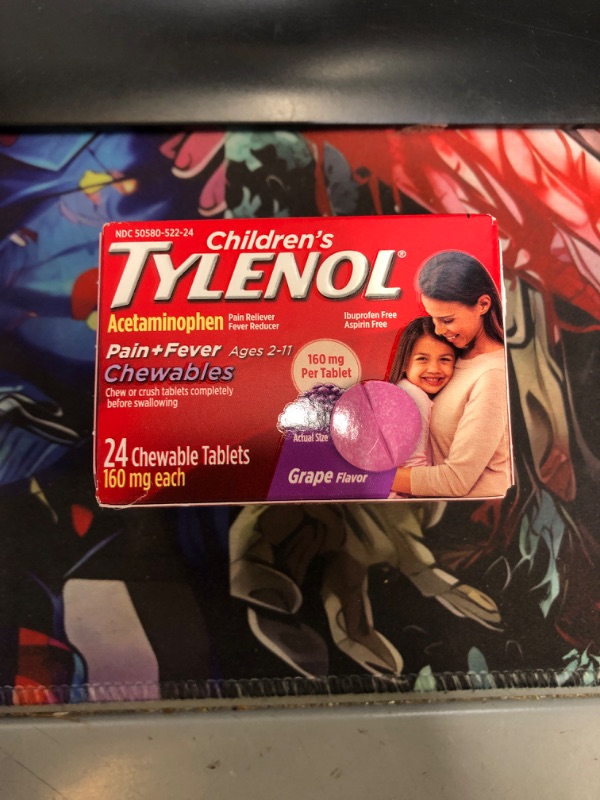 Photo 2 of Children's Tylenol Chewables, 160 mg Acetaminophen for Pain & Fever Relief, Grape,2 * 24 ct (48 Ct)