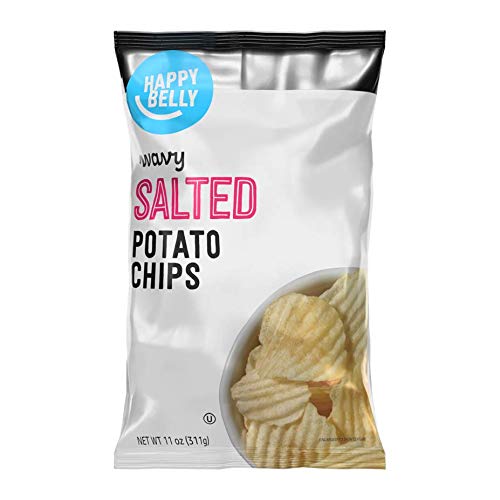 Photo 1 of **BB 03/04-03/11** 12 PACK Amazon Brand - Happy Belly Wavy Salted Potato Chips