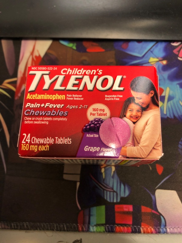 Photo 2 of Children's Tylenol Chewables, 160 mg Acetaminophen for Pain & Fever Relief, Grape,2 * 24 ct (48 Ct)