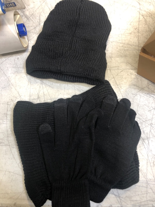 Photo 1 of BLACK BEANIE ,SCARF AND GLOVES
