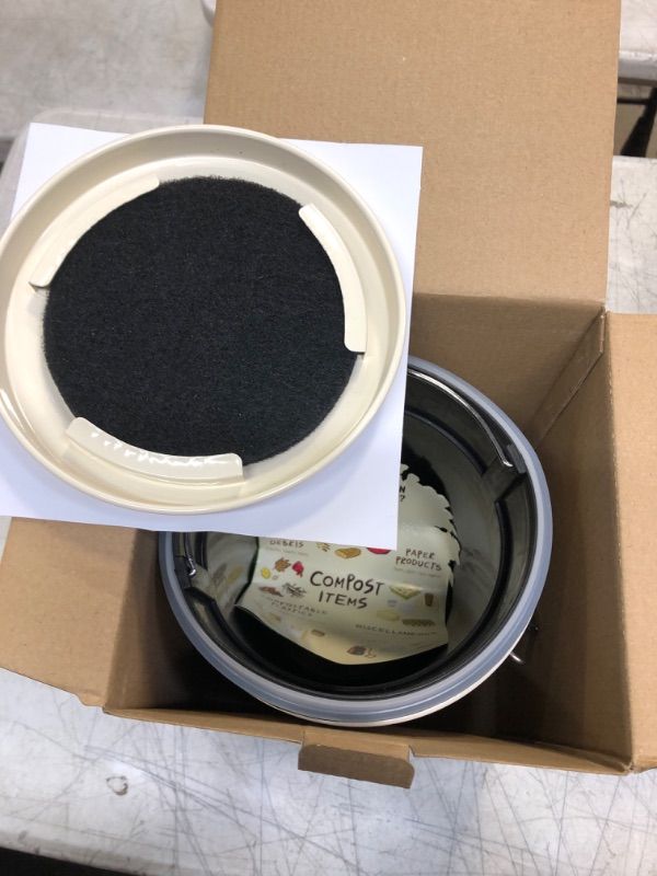 Photo 1 of Third Rock Compost Bin Kitchen – 1.0 Gallon Countertop Compost Bin with Lid – Kitchen Compost Bin Countertop – Indoor Compost Bin Kitchen Counter Includes Inner Compost Bucket Liner - Indoor Composter 1.0 gallon Farmhouse - Beige