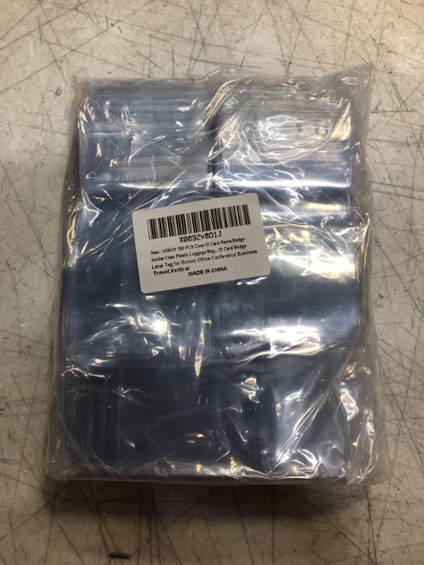 Photo 1 of 150 PCS Clear ID Card Name Badge Holder Clear Plastic Luggage Bag Tag Holder Identification ID Card Badge Label Tag for School Office Conference Business Travel,Vertical
